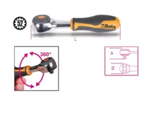 Image of Beta Tools 900/58 1/4" Sq Drive 52 Tooth Reversible Ratchet Rotating Handle