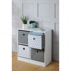 Image of Jazz 4 Cube Storage Unit with Printed Hearts and Drawers
