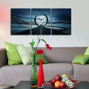 3P3040CS-86 Multicolor Decorative Canvas Wall Clock (3 Pieces)