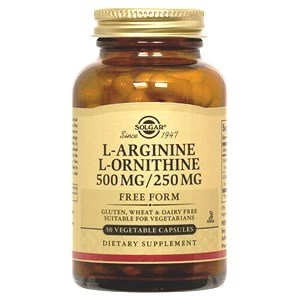 Image of Solgar L ArginineL Ornithine 500250 mg Vegetable Capsules 50 Capsules