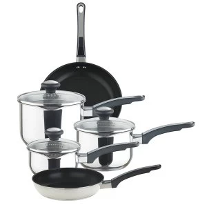 image of Prestige Everyday 5 Piece Stainless Steel Pan Set with Strainer Lids