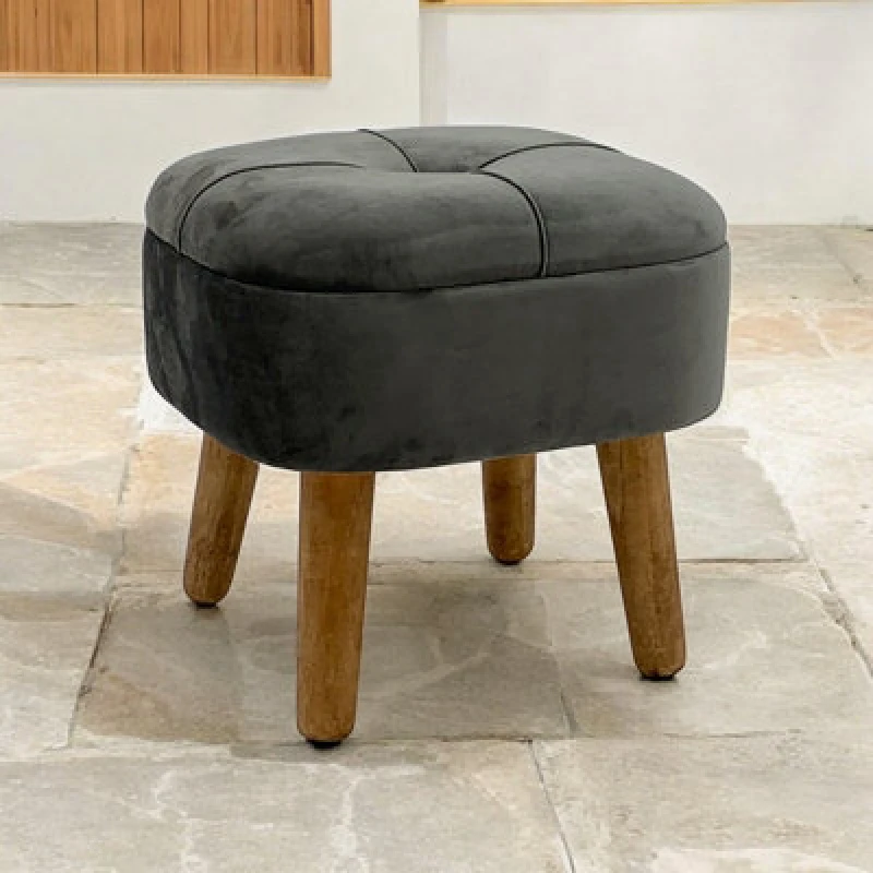 Image of MSL GREY WOODEN STOOL