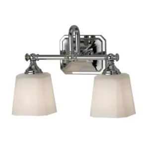 Image of IP44 Twin Wall Light Opal Etched Glass Shade Polished Chrome LED G9 3.5W