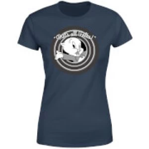 Image of Looney Tunes That's All Folks Porky Pig Womens T-Shirt - Navy - L