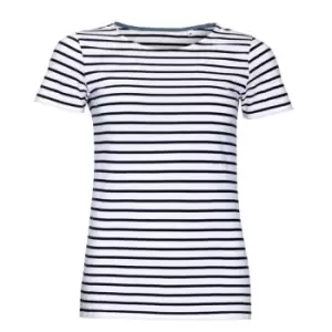 Image of SOLS Womens/Ladies Miles Striped Short Sleeve T-Shirt (L) (White/Navy)