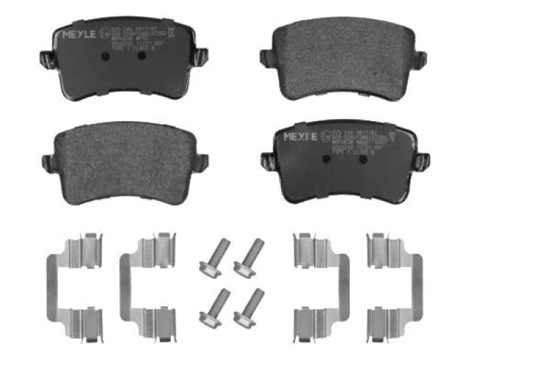 Image of MEYLE 025 246 0617/K2 Brake pad set Rear Axle, not prepared for wear warning indicator, with accessories, Original Quality, with anti-squeak plate Br