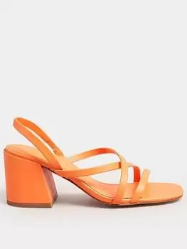 image of Long Tall Sally Cross Over Strap Block Heel Sandal - Orange, Size 11, Women