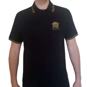 Image of Queen - Crest Logo Unisex Medium Polo Shirt - Black