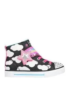 Image of Skechers Girls Twinkle Sparks Glitter Clouds High Top Trainer, Black, Size 12 Younger