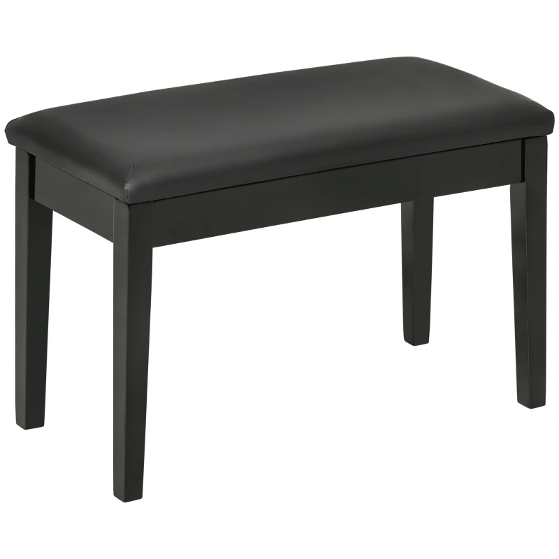 Image of HOMCOM Traditional Piano Seat, Cushioned Keyboard Bench with Rubberwood Legs, Music Storage, Black Aosom UK