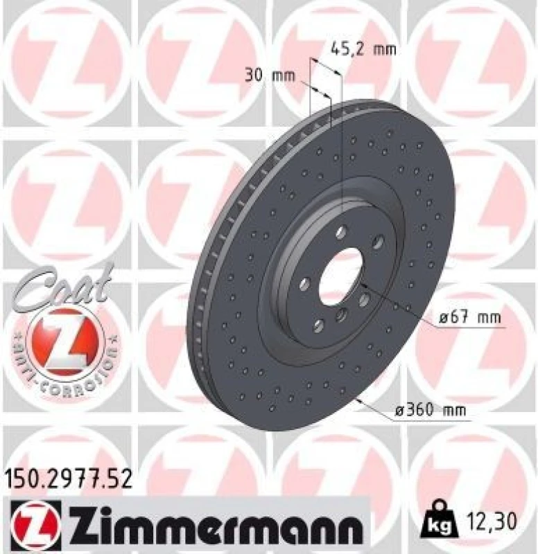 Image of ZIMMERMANN Brake disc ZIMMERMANN 150.2977.52