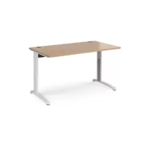 Image of Office Desk Wheelchair Friendly Rectangular Desk 1400mm Beech Tops With White Frames TR10