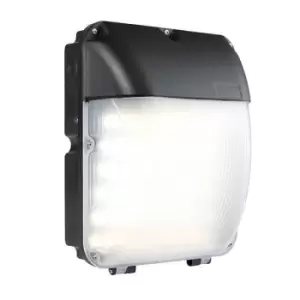 Image of Lucca Integrated LED 1 Light Outdoor Wall Light Matt Black, Opal IP44