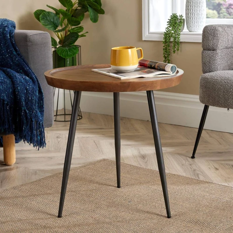 Image of Home Source Manhattan Mango Wood Iron Frame Coffee Table Unit Dark Brown