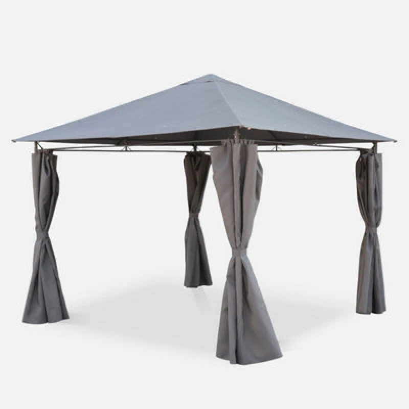 Image of Sweeek - Heavy Duty 3X3M Gazebo With Curtains Elusa Grey 299X299X262 Cm