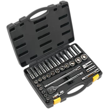 Image of Siegen 35 Piece 1/2" Drive Hexagon WallDrive Socket Set Metric 1/2"