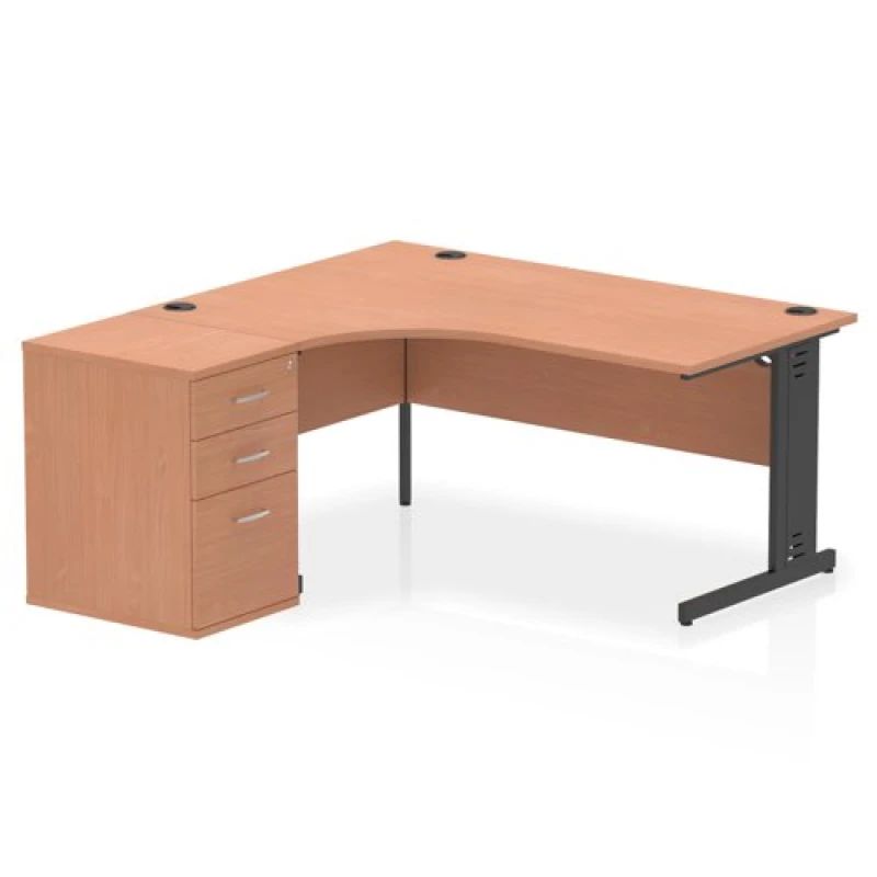 Image of Dynamic Impulse W1600 x D1200 x H730mm Left Hand Crescent Desk Cable EXR45569DY