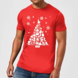 Image of Star Wars Christmas Character Tree Red T-Shirt - L - Red