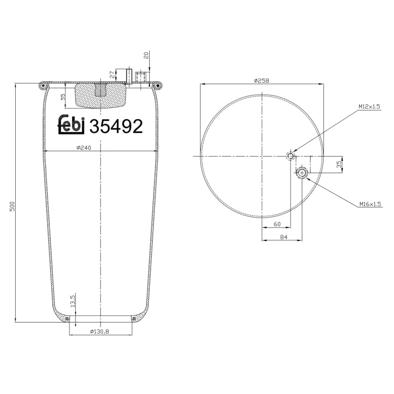 Image of FEBI BILSTEIN 35492 Boot, air suspension Rear Axle Right Boot,air suspension (324)