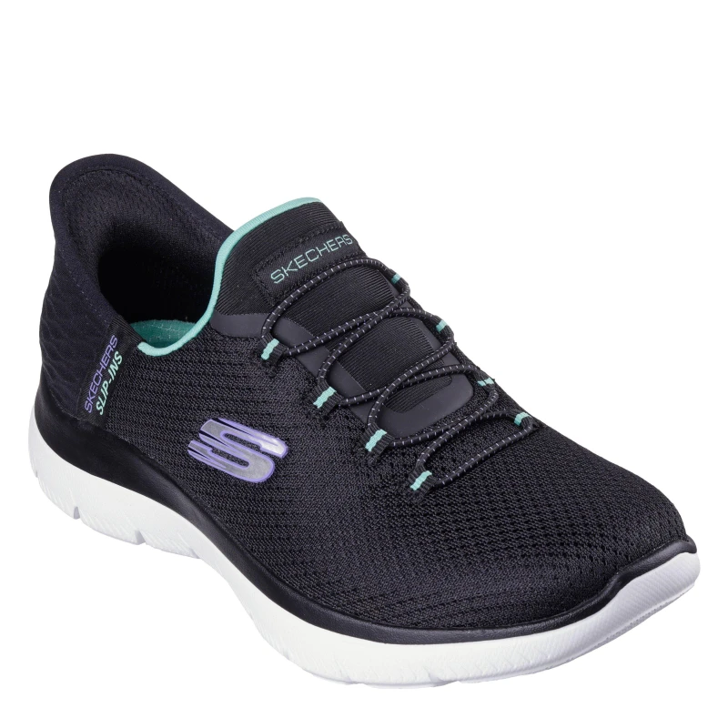 Image of Skechers Womens Slip Ins Summits Diamond Dreams Black Blue No Hands Trainers - UK 4 Black female PS4067BKT4