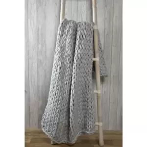 image of Rapport - Cable Knitted Grey Throw 120 x 150cm - Grey