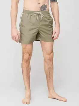 image of Calvin Klein Medium Drawstring Swim Shorts - Khaki , Dark Green Size M Men