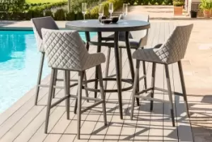 image of Maze Regal 4 Seat Flanelle Grey Outdoor Fabric Round Bar Set