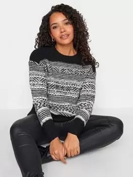 Image of M&Co Petite Petite Black/neutral Pattern Jumper, Black, Size 8-10, Women