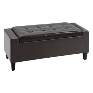 Image of HOMCOM PU Leather Storage Ottoman Bench Storage Chest Tufted Ottoman Cube w/ Flipping Top 92L x 40W x 40H cm Brown