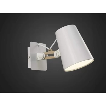 Image of Looker wall light with switch 1 bulb E27, matt white / beech
