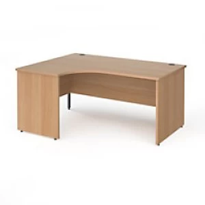 image of Dams International Left Hand Ergonomic Desk with Beech Coloured MFC Top and Graphite Panel Ends and Silver Frame Corner Post Legs Contract 25 1600 x 1