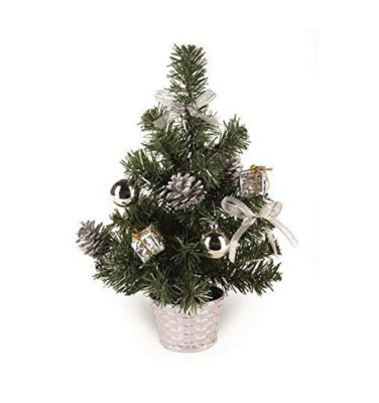 Image of Premier Small Dressed Table Top Christmas Tree - Decorations Included - Silver