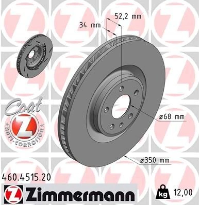 Image of ZIMMERMANN Brake disc ZIMMERMANN 460.4515.20
