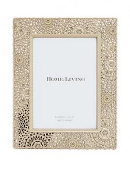 Image of Moroccan Collection Gold Painted Metal Photo Frame ; 5 X 7 Inch