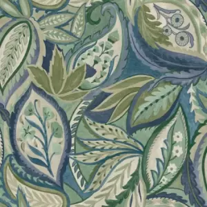 image of Holden Decor Paisley Leaves Blue Wallpaper