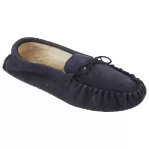 Mokkers Mens Jake Real Suede Moccasin Slippers (10 UK) (Navy Blue)