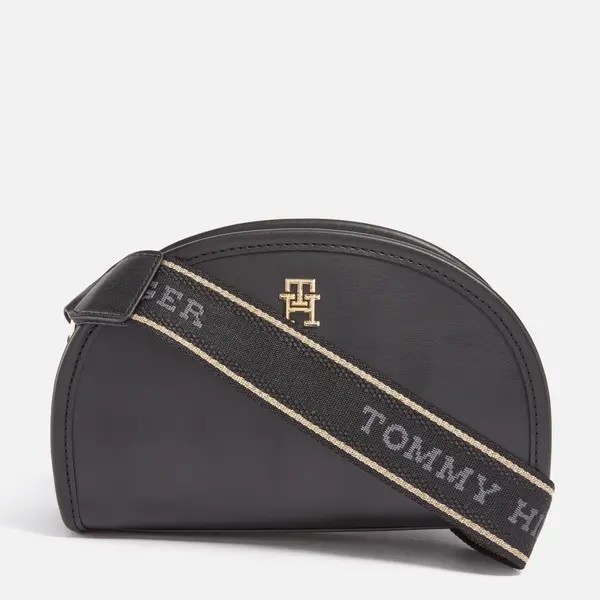 Image of Tommy Hilfiger Womens Monotype Half Moon Camera Bag - Black female AW0AW16774BDS