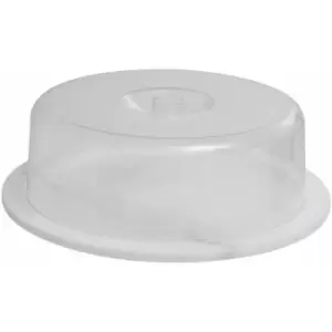 Image of Round White Marble Cheese Board With Clear Plastic Dome Polished Finish Sturdy Marble and Dome Versatile w30 x d30 x h9cm - Premier Housewares