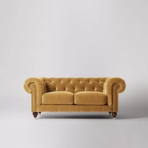 image of Swoon Winston Velvet 2 Seater Sofa - 2 Seater - Biscuit