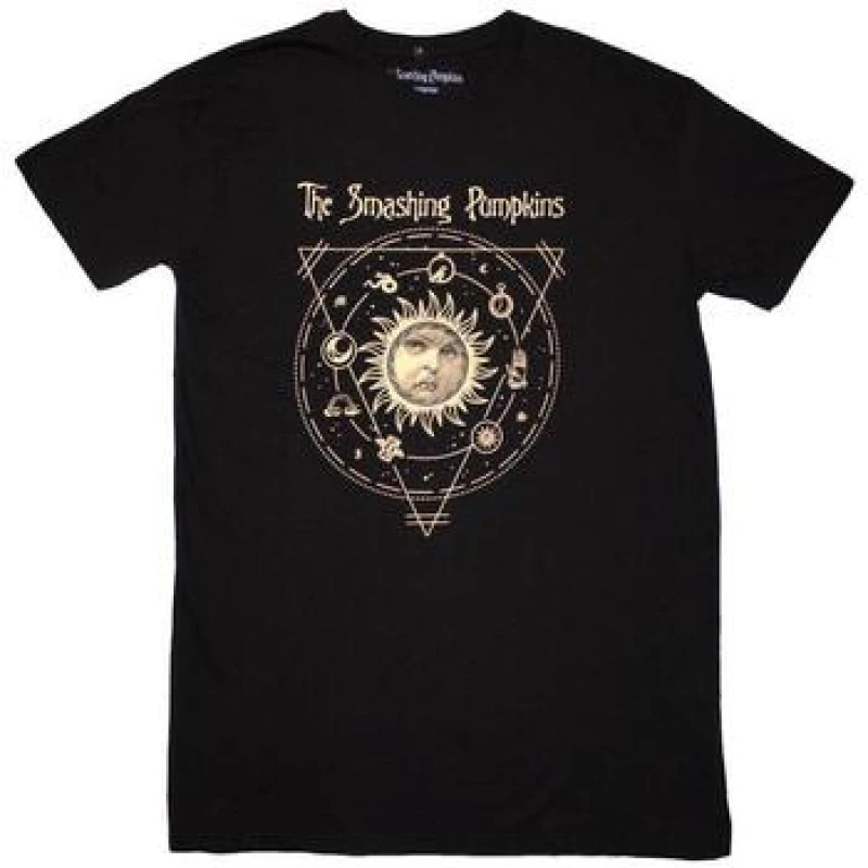 Image of The Smashing Pumpkins The Smashing Pumpkins Men Celestial Sun T-Shirt Dress in Black Size: X-Large Black XL Male 5063806639015