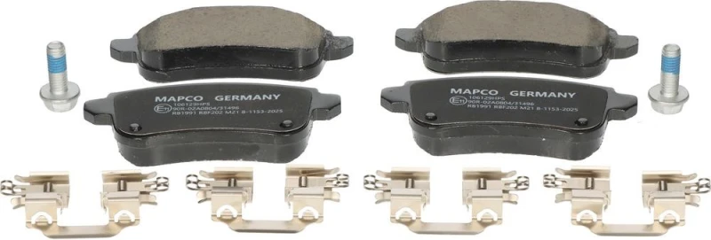 Image of MAPCO 106129HPS Brake pad set Rear Axle, with acoustic wear warning, with accessories, with brake caliper screws Brake Pad Set,disc brake (402)