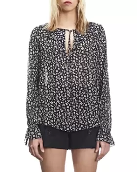 The Kooples Printed Ruffled Top