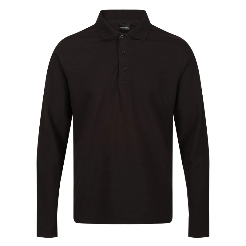 Image of Regatta Professional Mens Long-Sleeved Polo Shirt in Black Size: XS Black Male XS