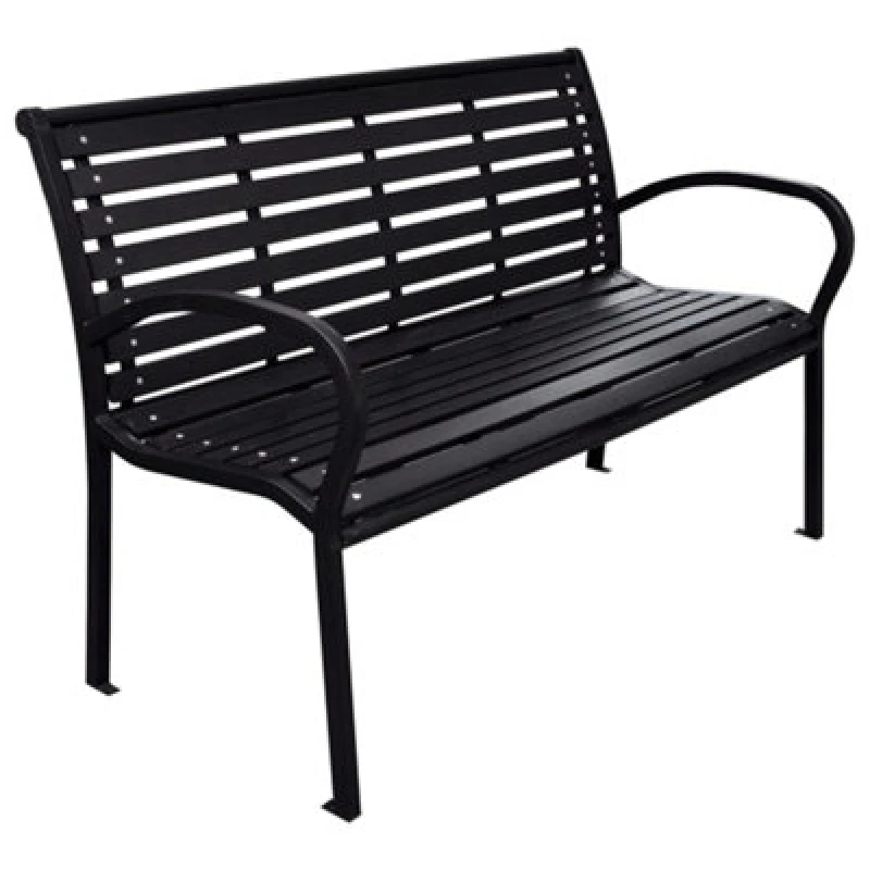 Image of Vidaxl Garden Bench Black 116cm Steel And Wpc