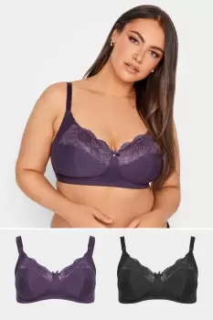 Image of 2 Pack Cotton Lace Trim Non-Padded Bras