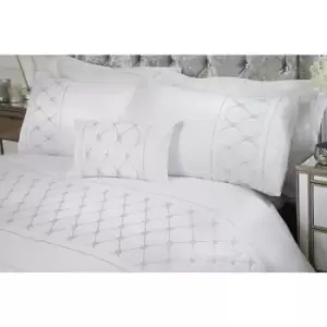 Image of Belle Maison Monaco White Sequined Diamond Geometric Single Duvet Cover Set Bedding Set - White