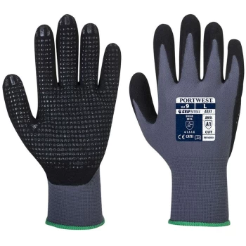 image of A351G8RL - sz L DermiFlex Plus Glove - Grey/Black - Portwest