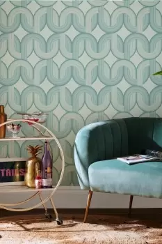Image of Envy in the Loop Blue Horizon Geometric Wallpaper