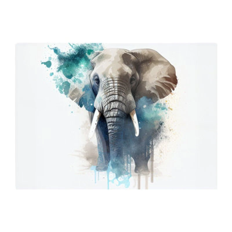 Image of Warren Reed Designer Majestic Elephant Splashart Glass Chopping Board
