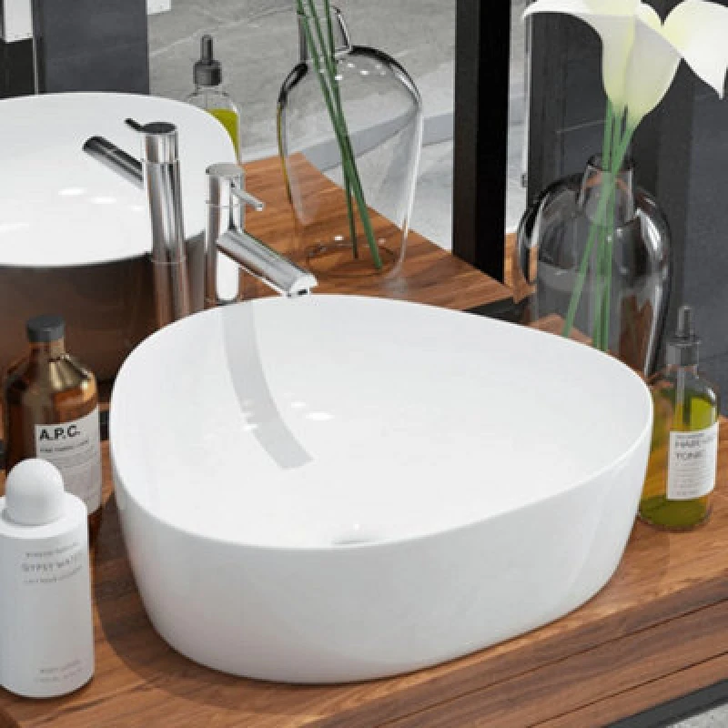 Image of vidaXL Basin Triangle Ceramic White 50.5x41x12cm Bathroom Countertop Sink